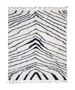 LOUHO – Black And White Carpet – Custom Beni Ourain Striped Rug
