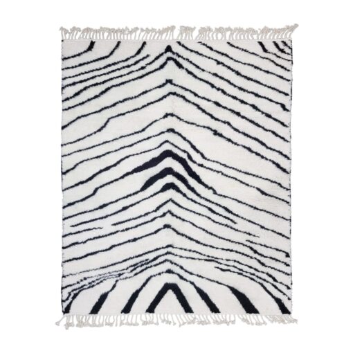 LOUHO – Black And White Carpet – Custom Beni Ourain Striped Rug