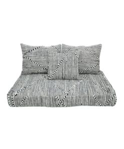 Complete Black And White Floor Seating with Pillows Set Zipped Kilim Sofa