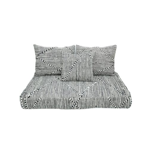 Complete Black And White Floor Seating with Pillows Set Zipped Kilim Sofa