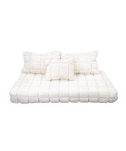 White Tufted Checkered Floor Couch - Moroccan Handmade Floor Seating