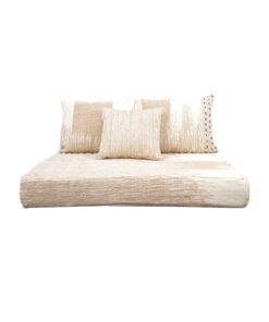 Complete Beige And White Floor Seating with Pillows Set Zipped Kilim Sofa