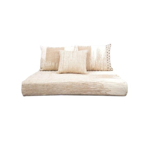 Complete Beige And White Floor Seating with Pillows Set Zipped Kilim Sofa