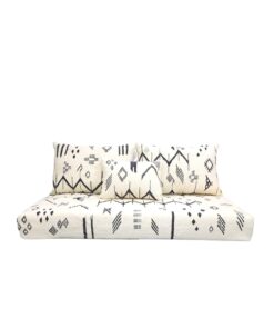 Complete White And Black Floor Seating with Pillows Set Zipped Kilim Sofa