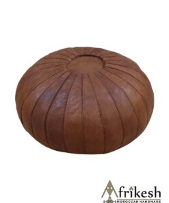 Brown Pouf - Handcrafted Round Moroccan Leather Pouf Infused with Bohemian Elegance
