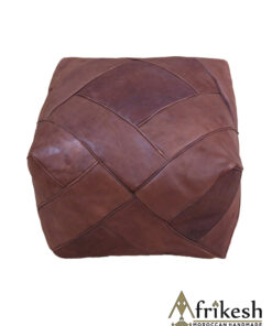 Brown Pouf - Handcrafted Square Moroccan Leather Pouf Infused with Bohemian Elegance