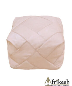 Light Peach Pouf - Handcrafted Square Moroccan Leather Pouf Infused with Bohemian Elegance