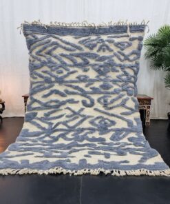 Alternative view of YETTO– Pale Sky Blue Rug - Berber Beni Ourain Tufted Carpet