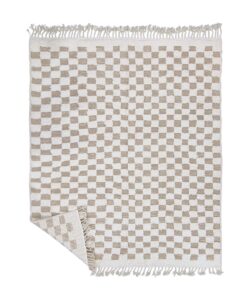 MINA - Tan & White Rug - Custom Beni Ourain Checkered Carpet