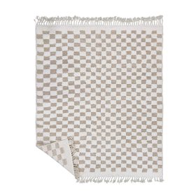 MINA - Tan & White Rug - Custom Beni Ourain Checkered Carpet
