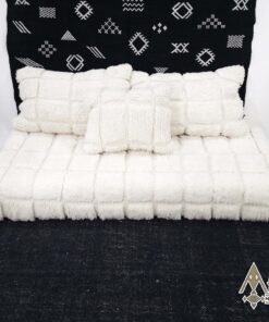 Alternative view of White Tufted Checkered Floor Couch - Moroccan Handmade Floor Seating