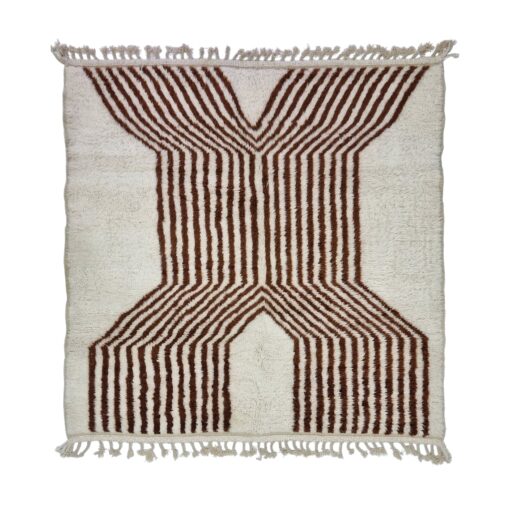 TAIBA– White & Brown Rug – Beni Ourain Striped Custom Rug Sizes