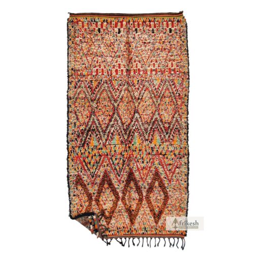 FANOUS - Red And Orange Beni M'Guild Rug - Vintage Carpet 6x13