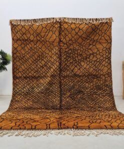 Alternative view of FADLA - Mrirt Beni Rug 7x10 - Brown Grid Shag Moroccan Rug
