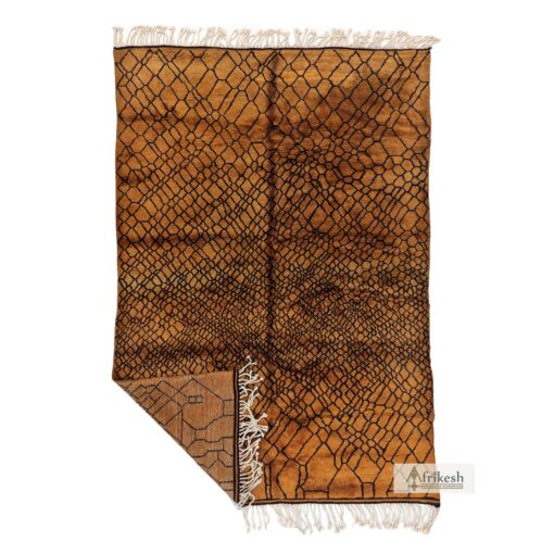 FADLA - Mrirt Beni Rug 7x10 - Brown Grid Shag Moroccan Rug