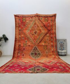 Alternative view of NIDAL- Faded Orange And Red Beni M'Guild Rug - Vintage Carpet 6x12