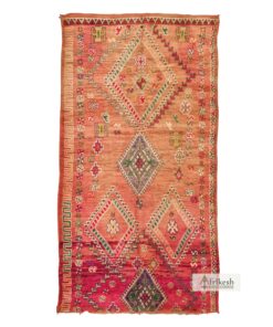 NIDAL- Faded Orange And Red Beni M'Guild Rug - Vintage Carpet 6x12
