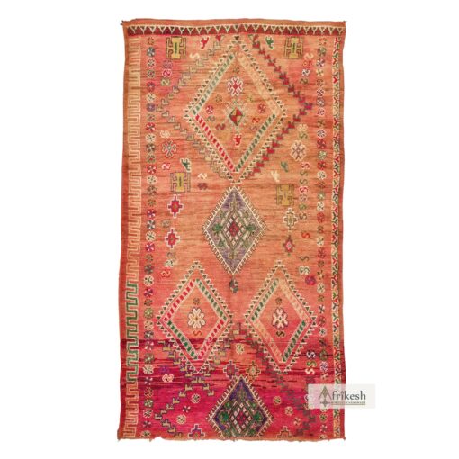 NIDAL- Faded Orange And Red Beni M'Guild Rug - Vintage Carpet 6x12