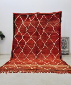 Alternative view of LAMA - Red And White Beni M'Guild Rug - Vintage Carpet 6x10