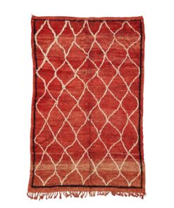 LAMA - Red And White Beni M'Guild Rug - Vintage Carpet 6x10