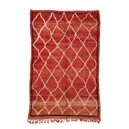 LAMA - Red And White Beni M'Guild Rug - Vintage Carpet 6x10