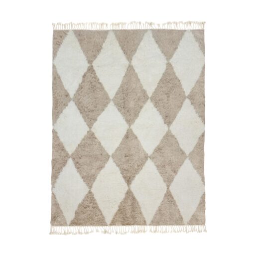LOUDIA – Beige and Brown Rug – Custom Beni Ourain Geometric Rug