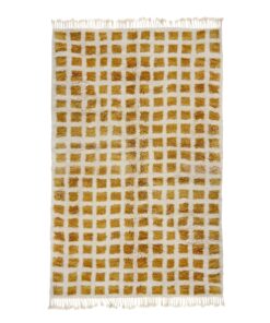 MARAH – Orange And Cream Carpet – Custom Beni Ourain Grid Rug