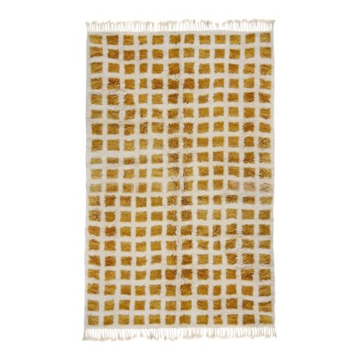 MARAH – Orange And Cream Carpet – Custom Beni Ourain Grid Rug