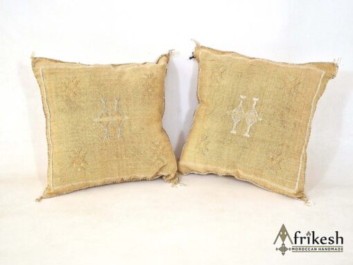 2x Moroccan Sabra Cactus Pillows - Handmade Pillow Cases - Beige Pillow Cushion