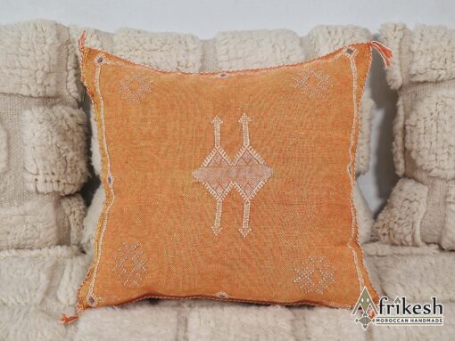 Moroccan Sabra Cactus Pillow - Handmade Pillow Cases - Orange Pillow Cushion