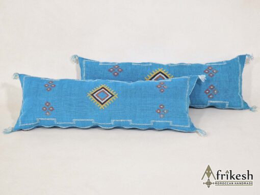 2x Moroccan Sabra Cactus Pillows - Handmade Pillow Cases - Blue Pillow Cushion