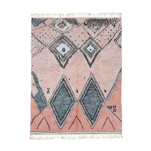 NELIA – Pink And Black Rug – Moroccan Beni Ourain Geometric Rug