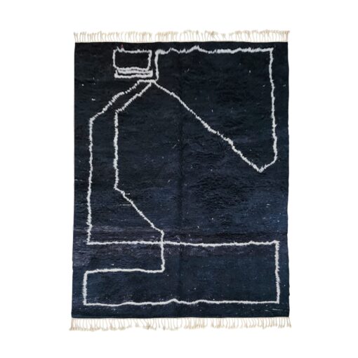 SAMRA – Black Rug – Wool Beni Ourain Abstract Carpet