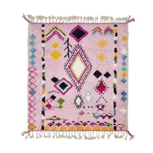 RANDA – Beni Ourain Rug – Moroccan Geometric Pink Berber Rug – Handwoven Custom Rug
