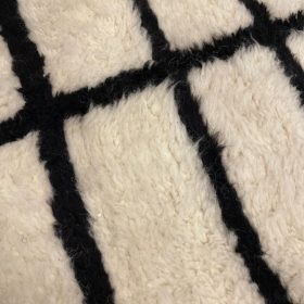KASHMALA–White & Red Carpet–Moroccan Beni Ourain Grid Custom Rug