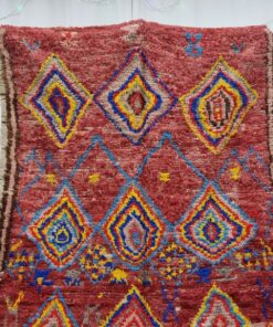 Alternative view of SANAYA - Faded Maroon Red Boujad Rug - Vintage Carpet 5x10