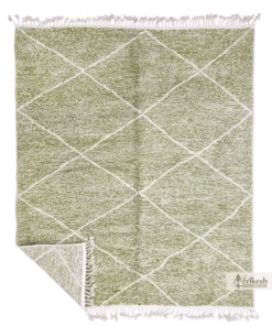 DUA – Green and White Rug – Handmade Beni Ourain Geometric Rug