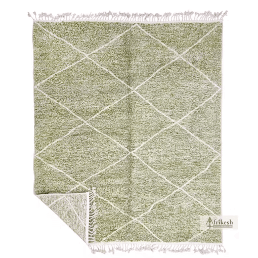 DUA – Green and White Rug – Handmade Beni Ourain Geometric Rug