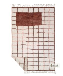 NAWRAS–Brown & White Carpet–Wool Beni Ourain Grid Custom Rugs