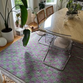RASHA – Lavender and Green Rug – Berber Beni Ourain Checkered Carpet