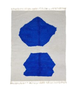 JALILA – Blue And White Rug – Wool Beni Ourain Abstract Carpet
