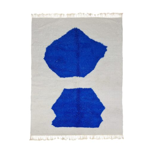 JALILA – Blue And White Rug – Wool Beni Ourain Abstract Carpet