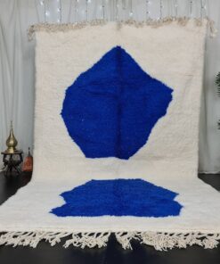 Alternative view of JALILA – Blue And White Rug – Wool Beni Ourain Abstract Carpet