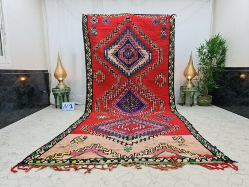 ISIS - Red And Purple Sbai Rug - Vintage Carpet 6x13