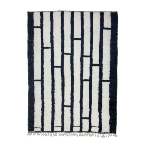 RIWAYA - Handmade Black And White Rug - Beni Ourain Carpet 8x11