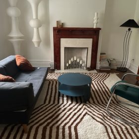 TAIBA– White And Brown Rug – Moroccan Beni Ourain Striped Carpet