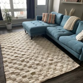 MINA - Tan & White Rug - Custom Beni Ourain Checkered Carpet