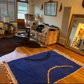 KADESHA – Bright Blue Rug – Wool Beni Ourain Abstract Carpet