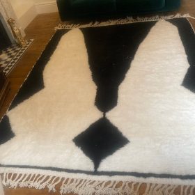 SAJA – Black And White Rug – Wool Beni Ourain Abstract Carpet