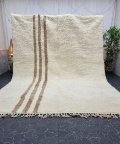 Alternative view of YENNA – Beige & White Carpet – Custom Beni Ourain Striped Rug